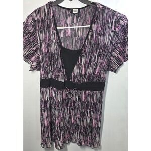Studio 1940 Top Plus Size 26 28W Black Pink White Enamel Belt Blouse Shirt Tunic